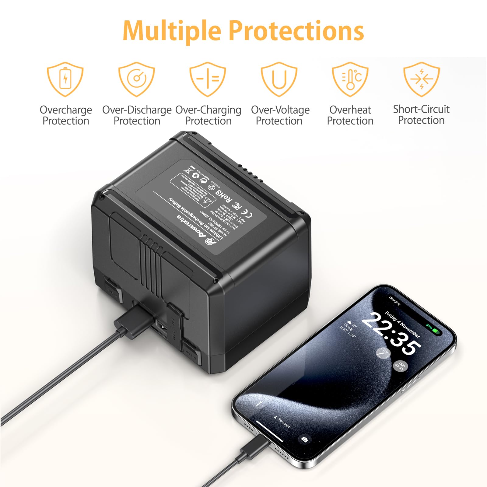 Amazon.com : V-Mount/V-Lock Battery - 222Wh 14.8V 15000mAh